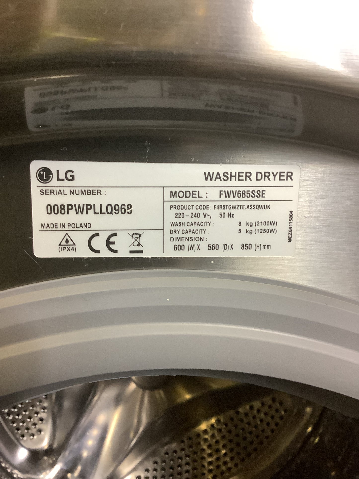 LG Washer Dryer FWV685WSE L45983