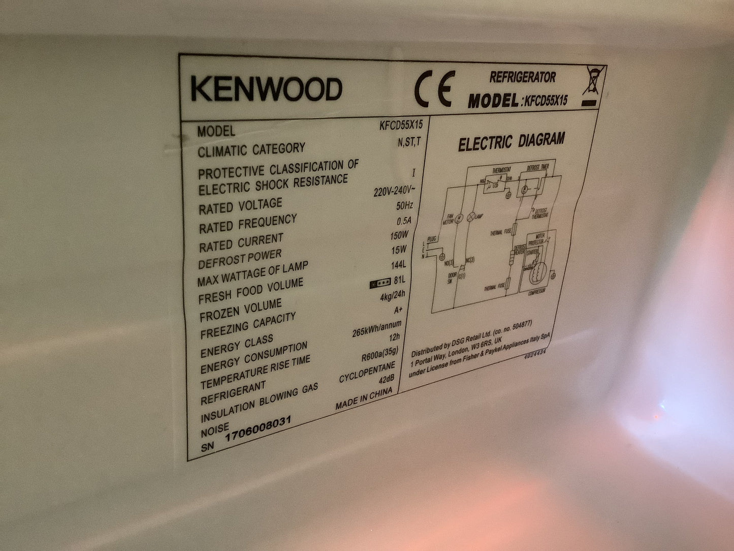 Kenwood Fridge Freezer KFCD55X15 L48082