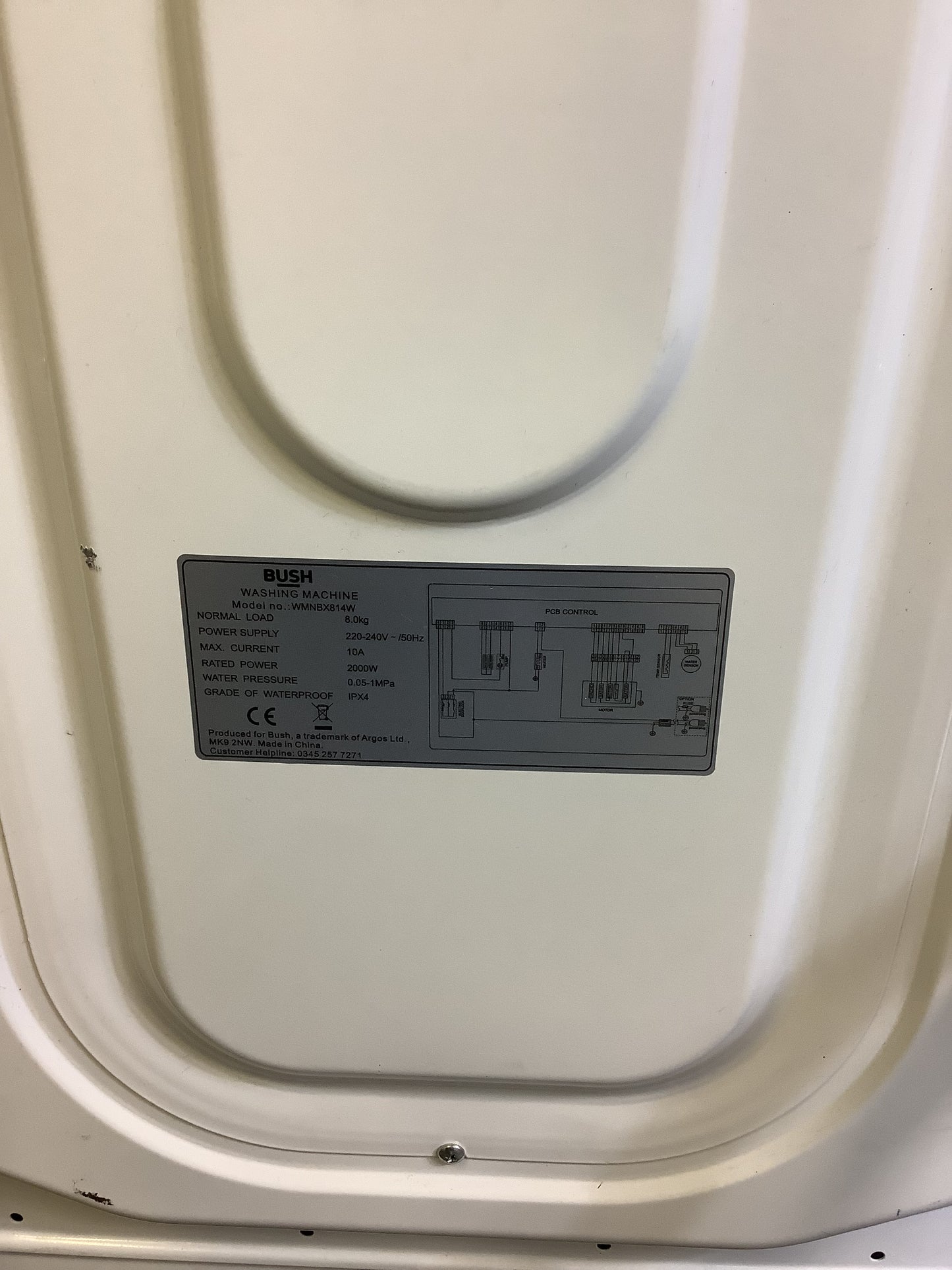 Bush 8kg Washing Machine 8kg WMNBX814W L49396