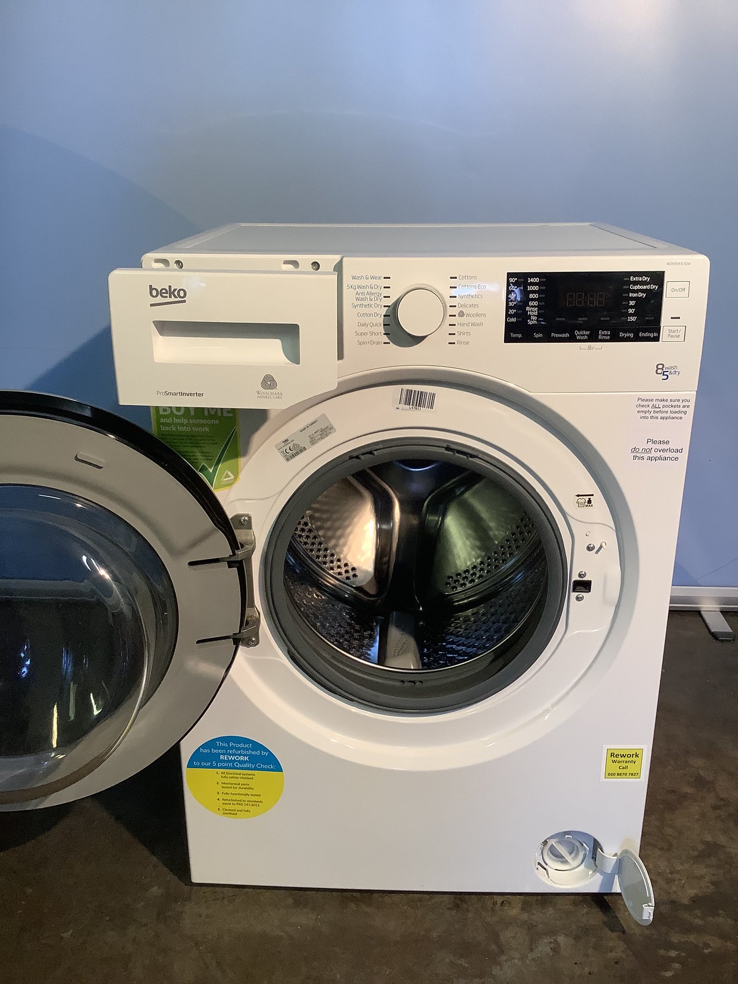 Beko Washer Dryer WDX8543130W L47811