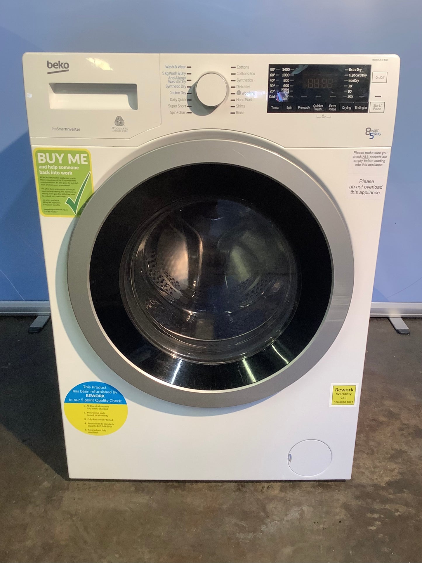 Beko Washer Dryer WDX8543130W L47811