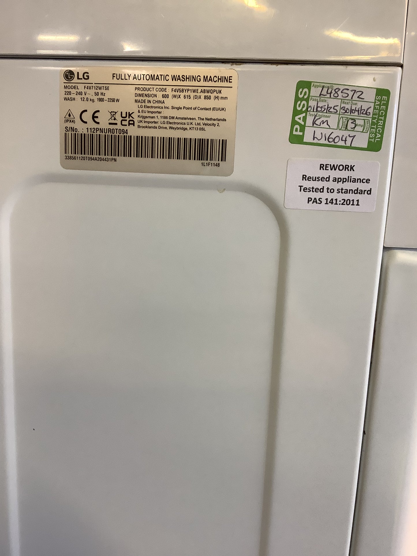 LG 12kg Washing Machine F4V712WTSE L48572