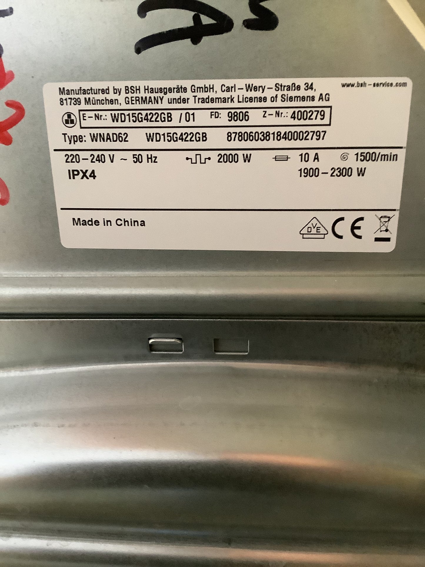Siemens 7kg/4kg Washer Dryer WD15G422GB L48715