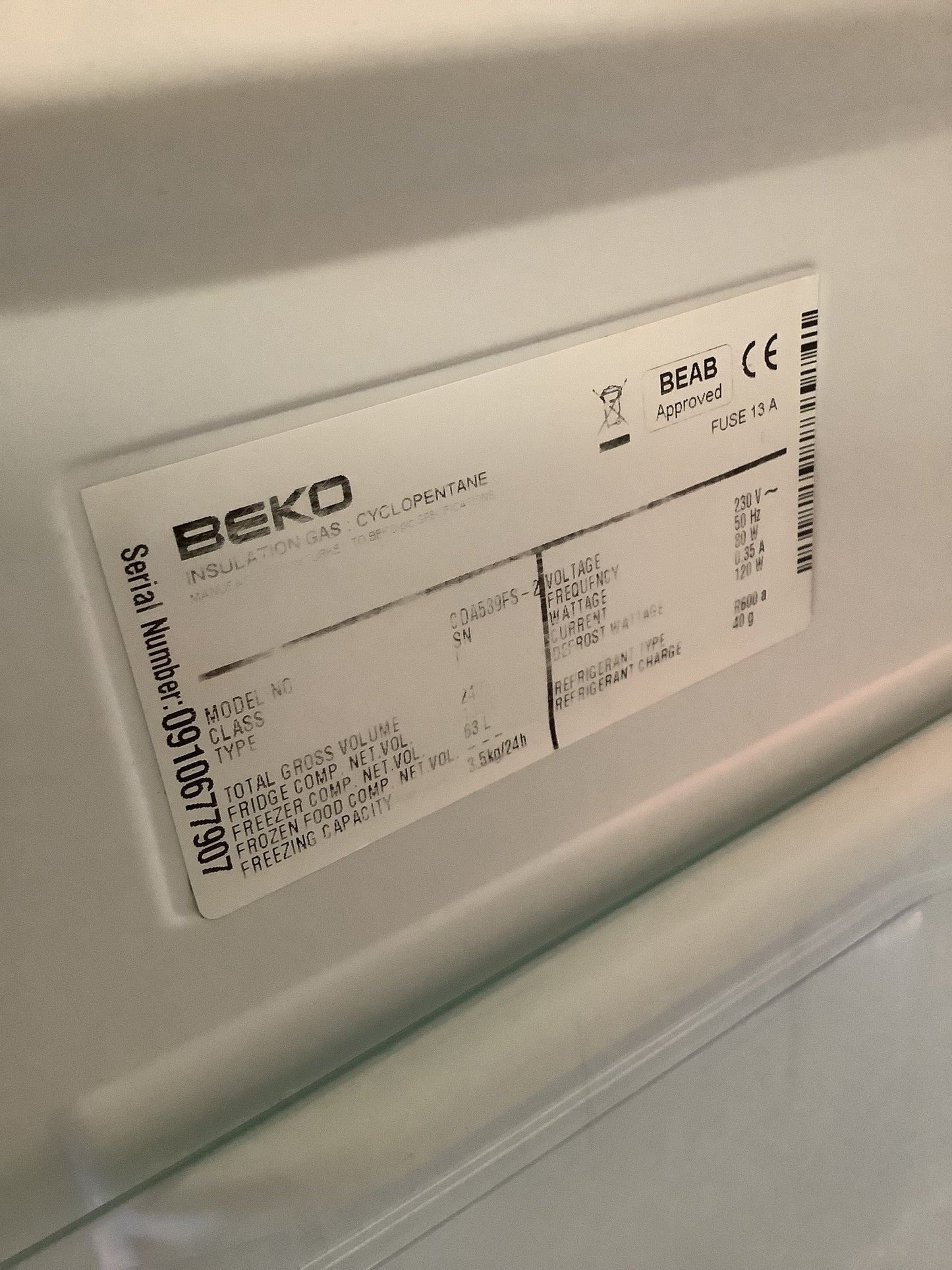 Beko Fridge Freezer CDA539FW-2 L48062