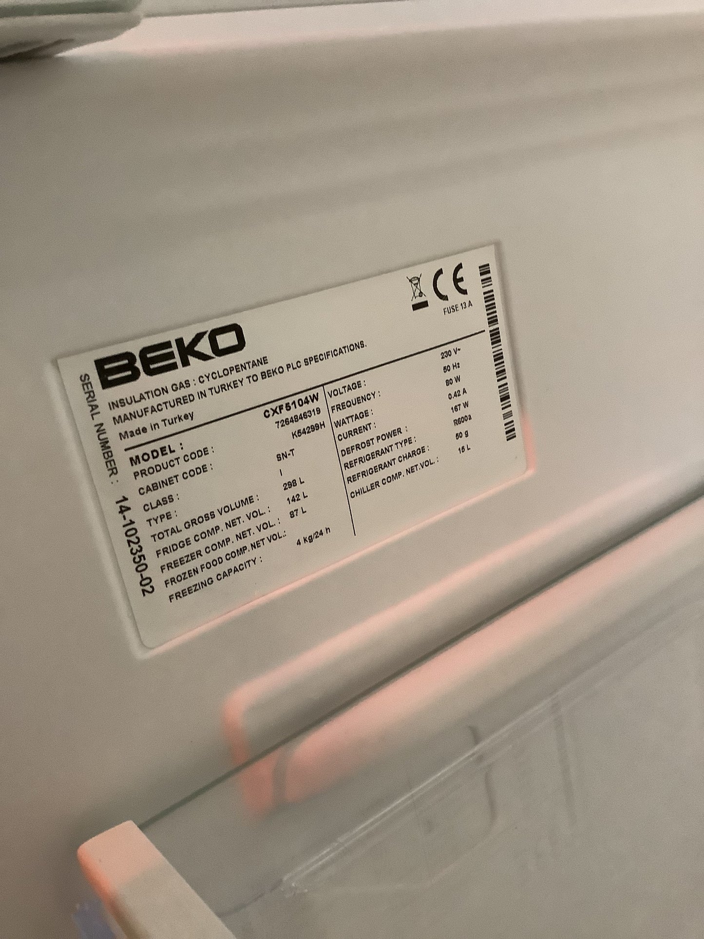 Beko Fridge Freezer CXF5104W L48017
