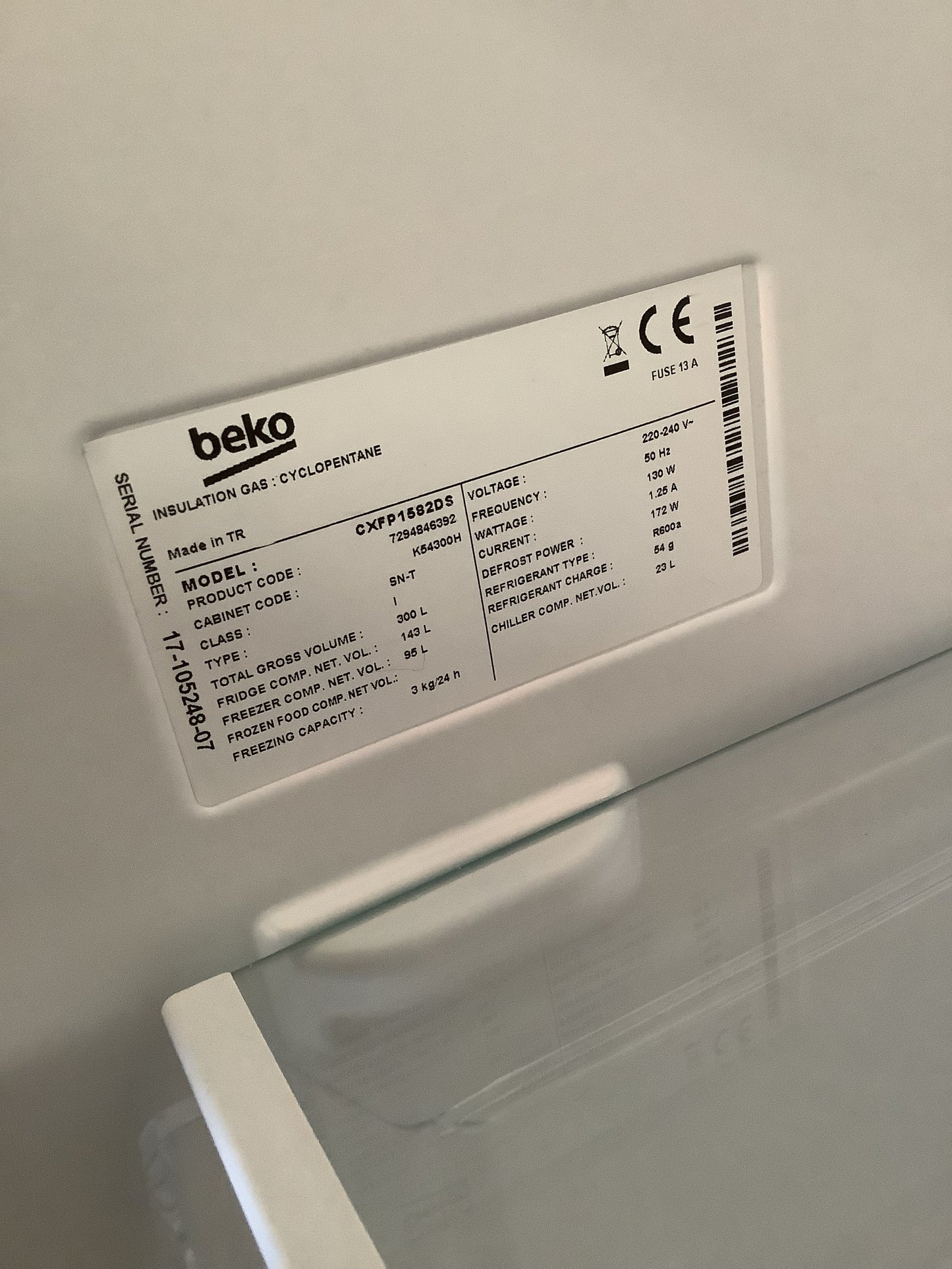 Beko Fridge Freezer CXFP1582DS L48075