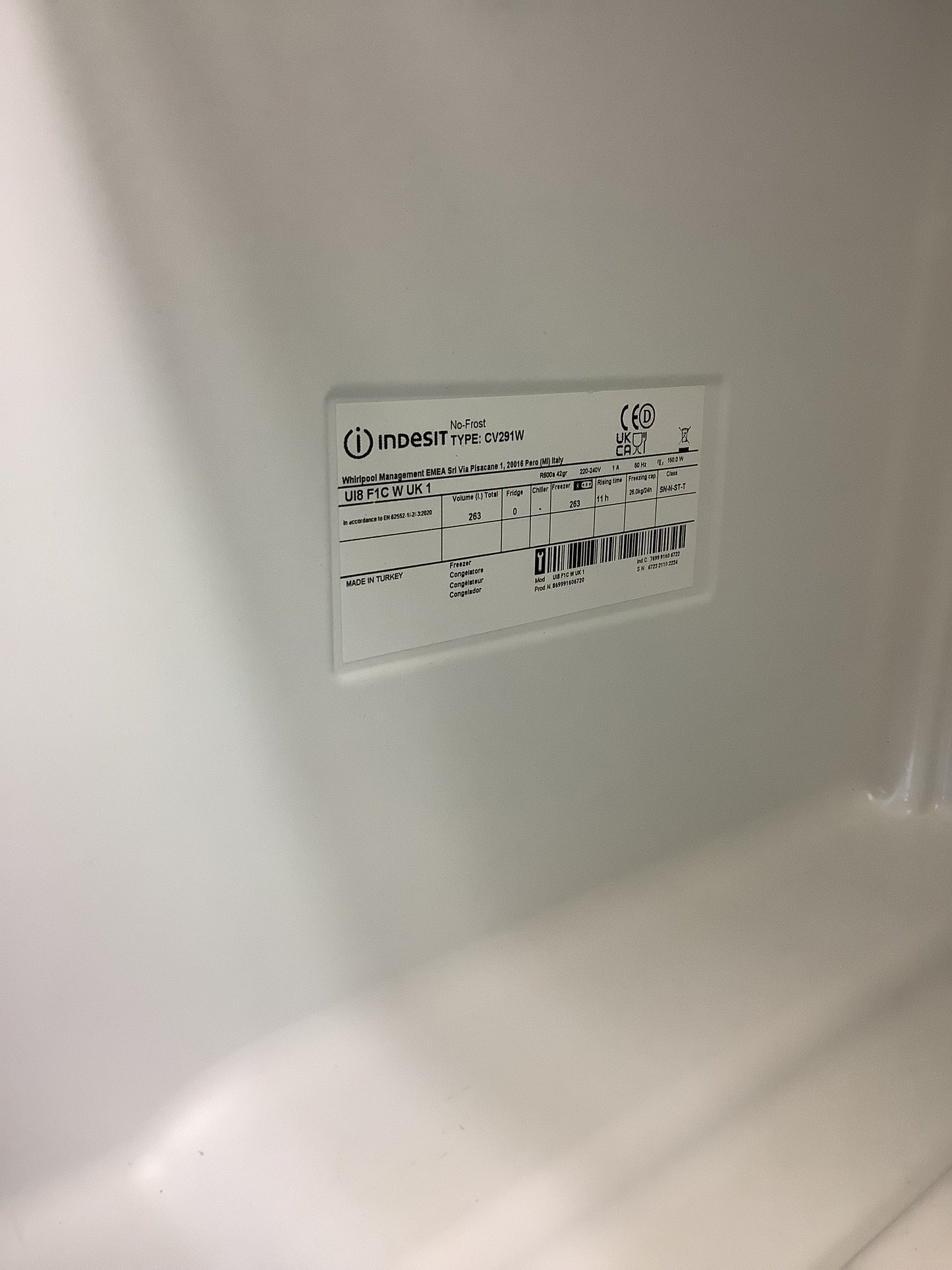 Indesit Freestanding Freezer U18F1CWUK1 L49091