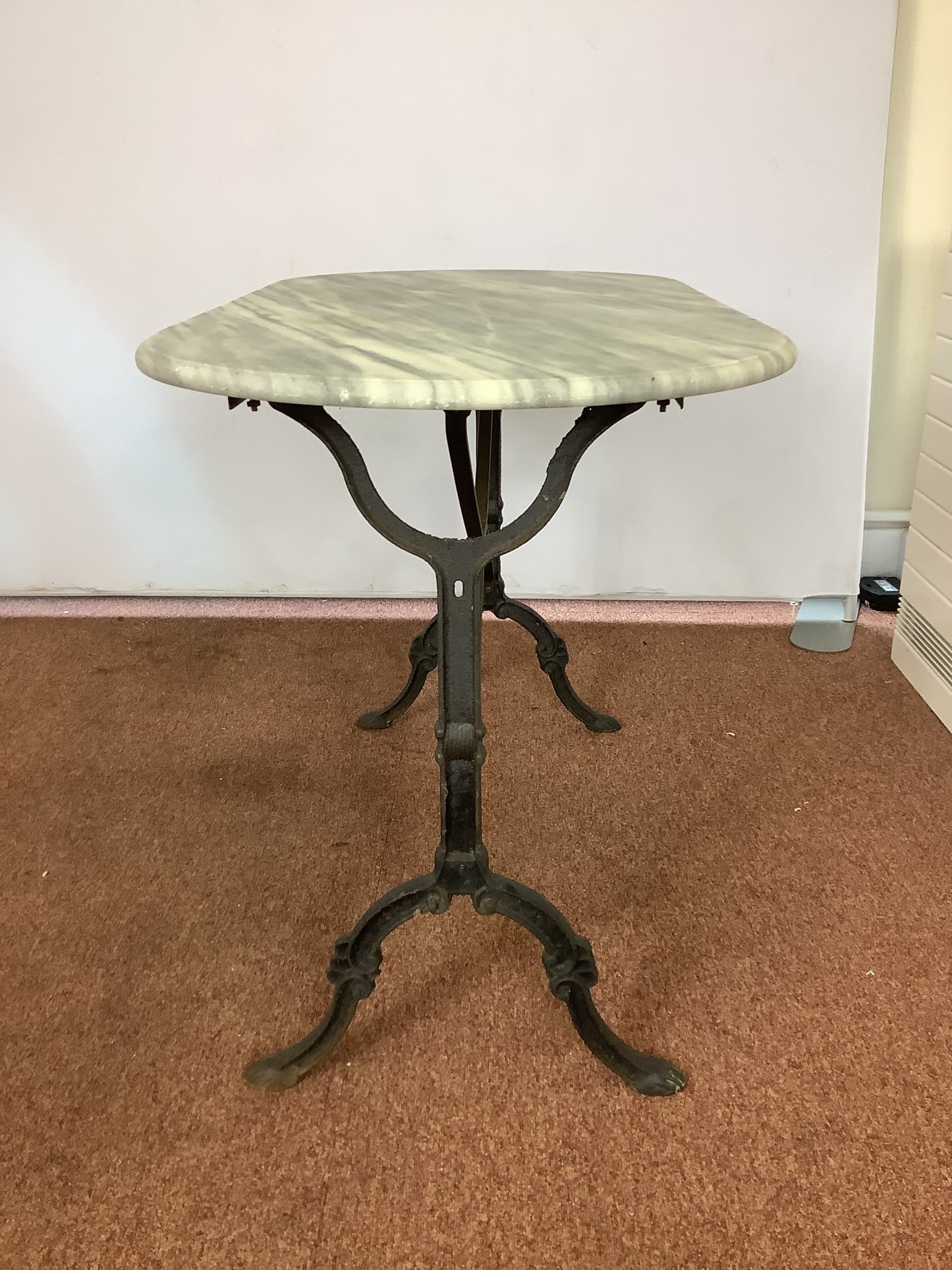 French D-end Marble & Cast Iron Bistro Terrace Table F27423