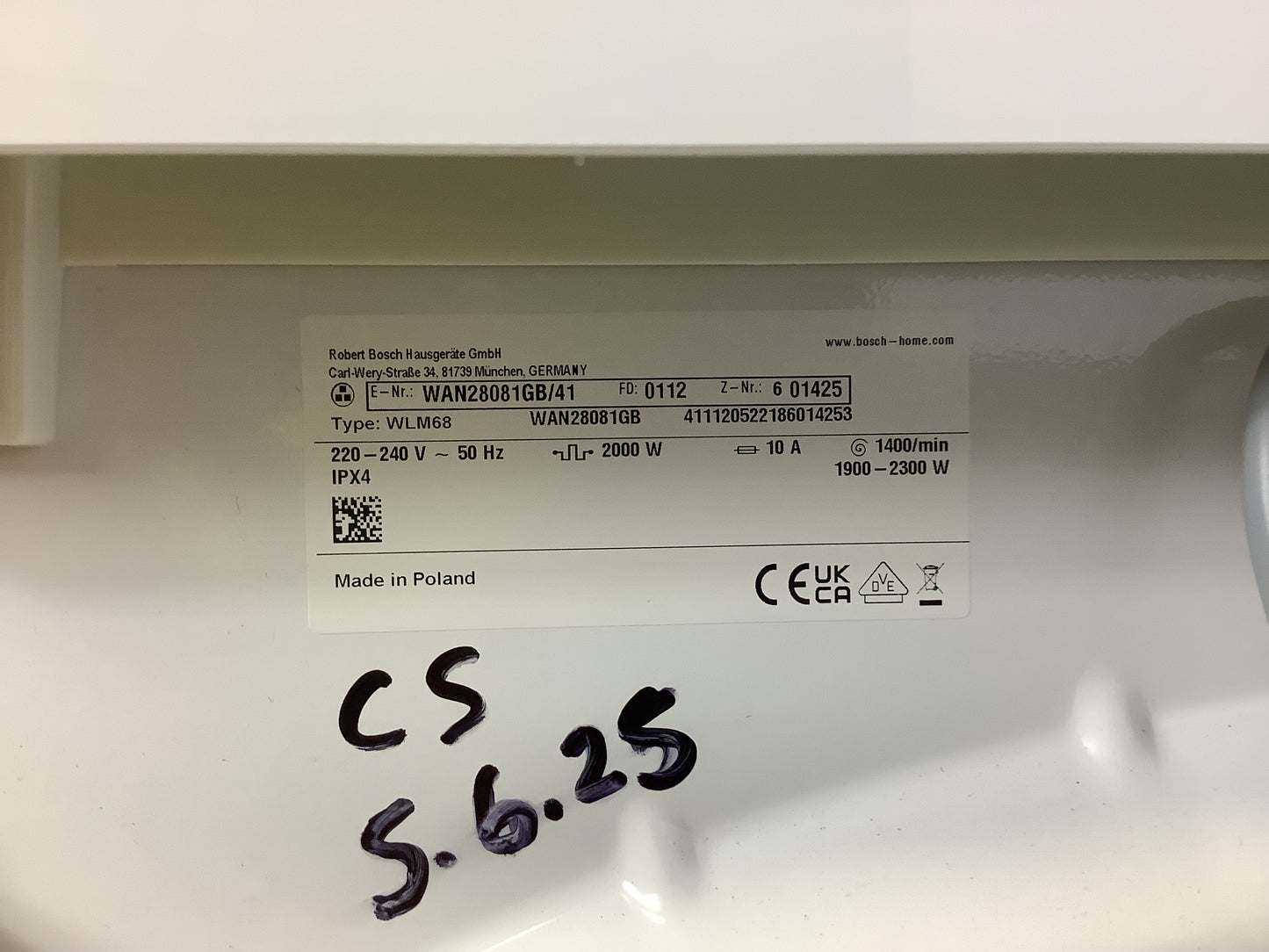 Bosch 7kg Washing Machine WAN28081GB L49133