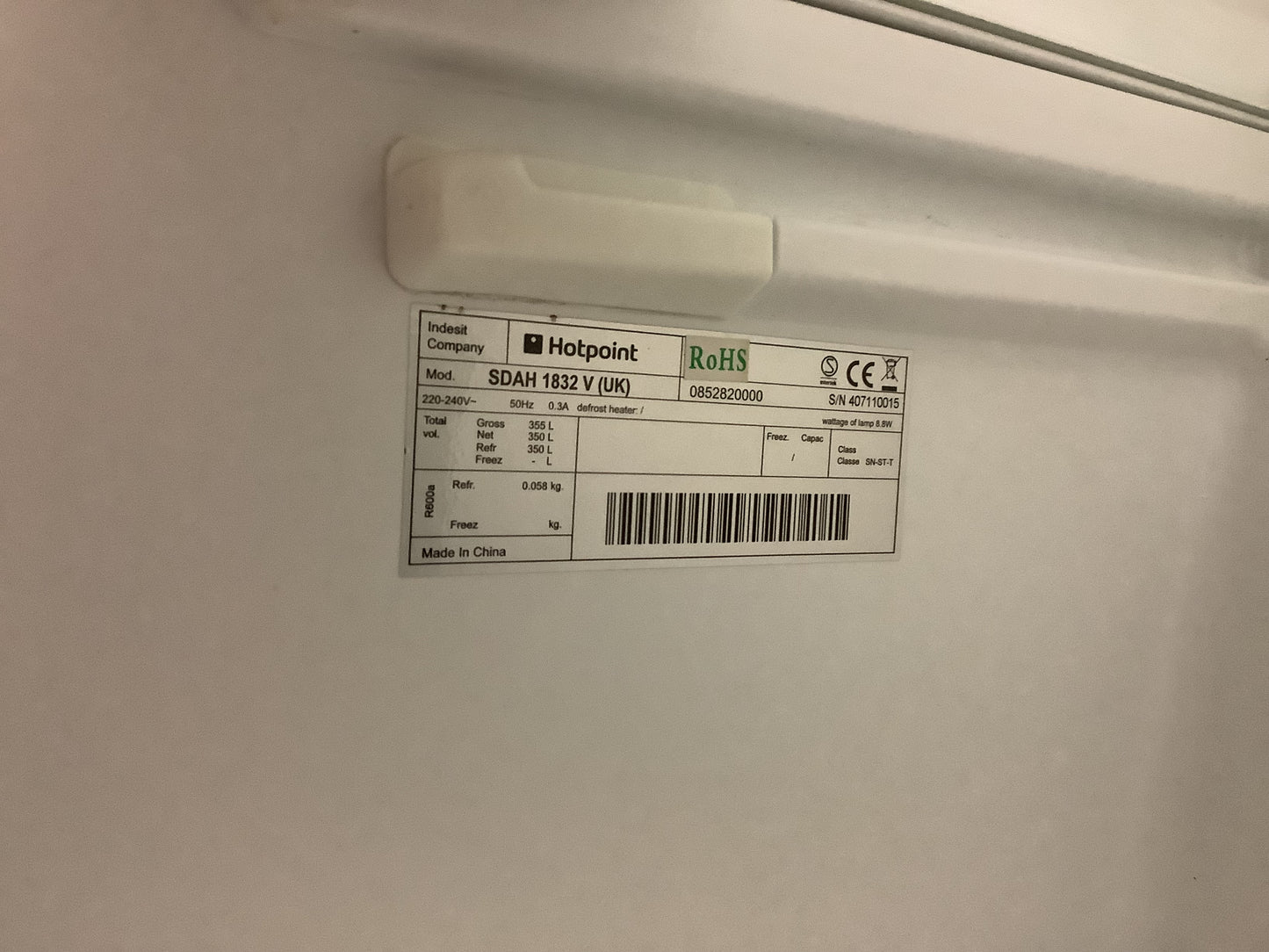 Hotpoint Freestanding Fridge SDAH1832V L48106