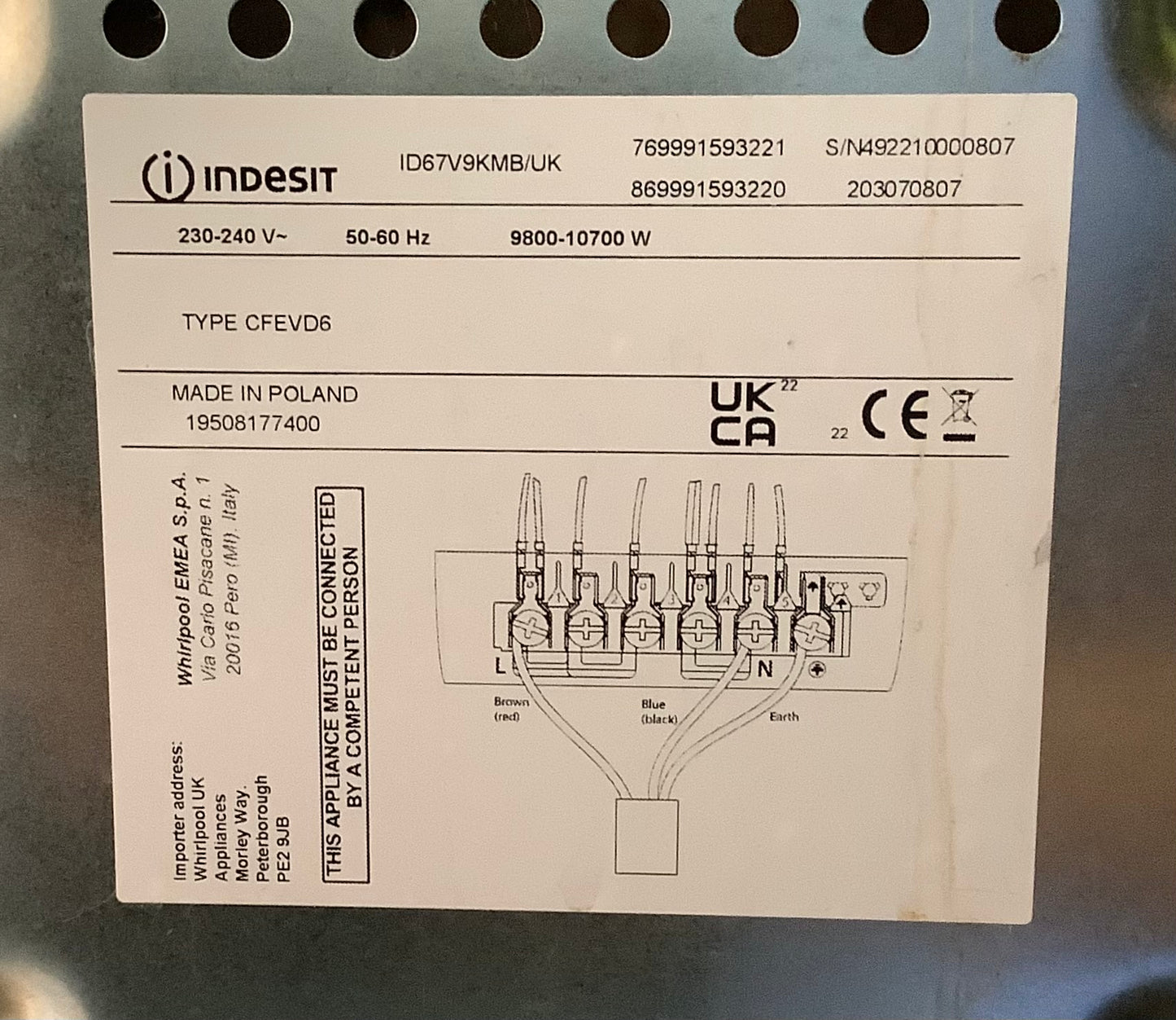 Indesit Electric Cooker ID67V9KMB L48768