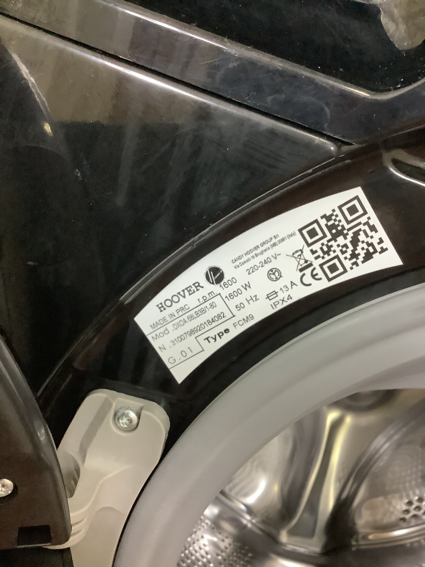Hoover 8kg Washing Machine DXOA68LB3B/1-80 L50409