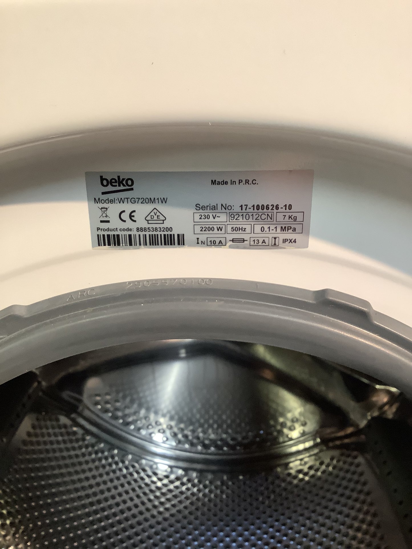 Beko Washing Machine WTG720M1W L47694