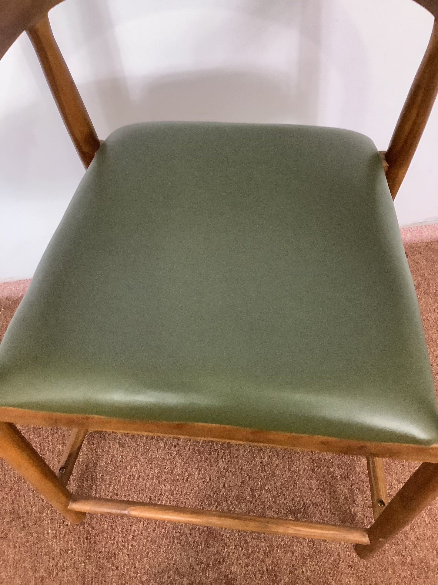 SKLUM Visby Dark Teak Wood & Military Green Leather High Stool F27447