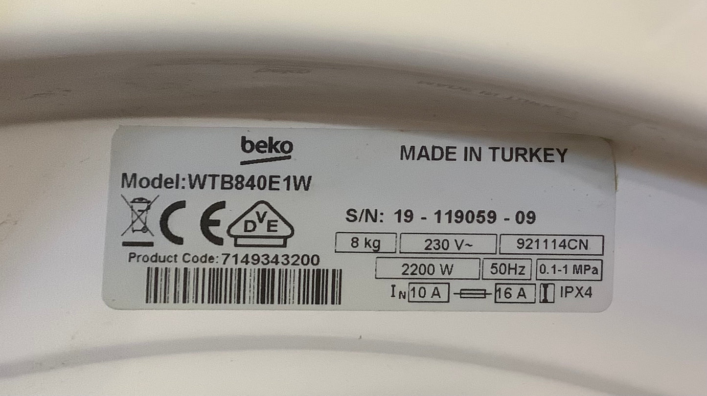 Beko 8kg Washing Machine WTB840E1W L48839