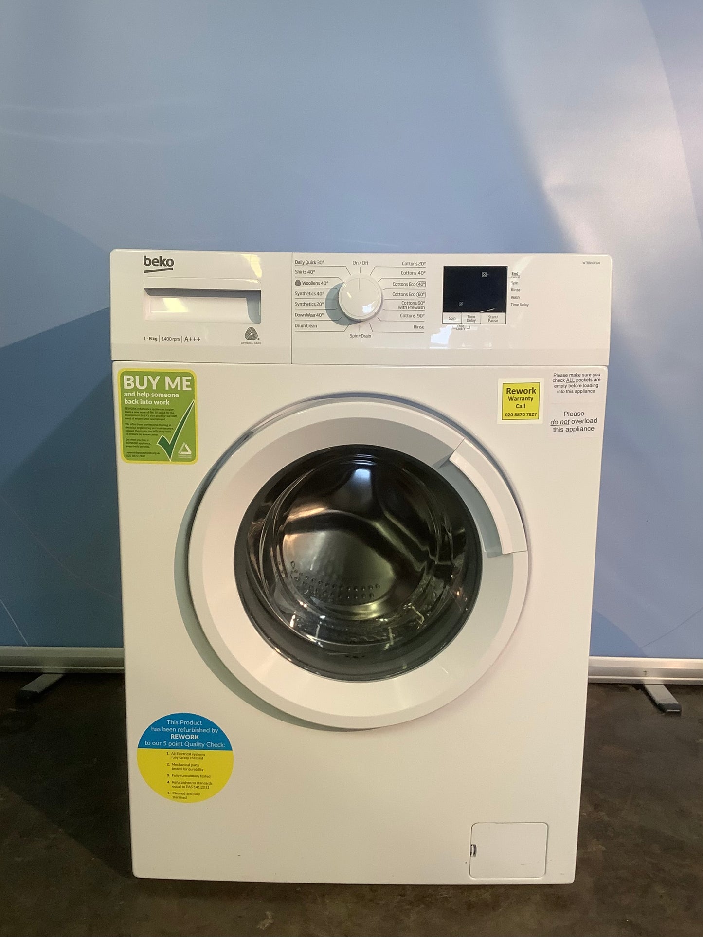 Beko 8kg Washing Machine WTB840E1W L48839