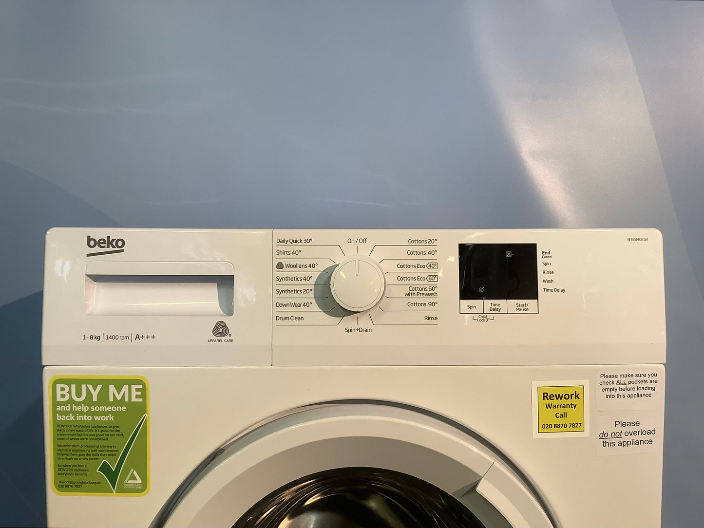 Beko 8kg Washing Machine WTB840E1W L48839