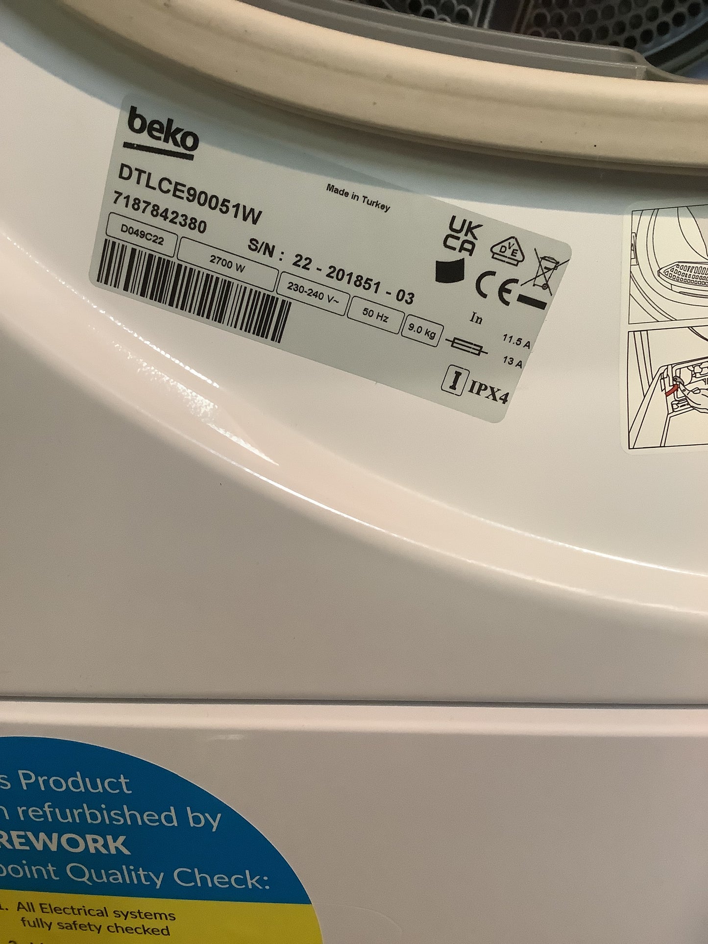Beko 9kg Tumble Dryer DTLCE90051W L47813