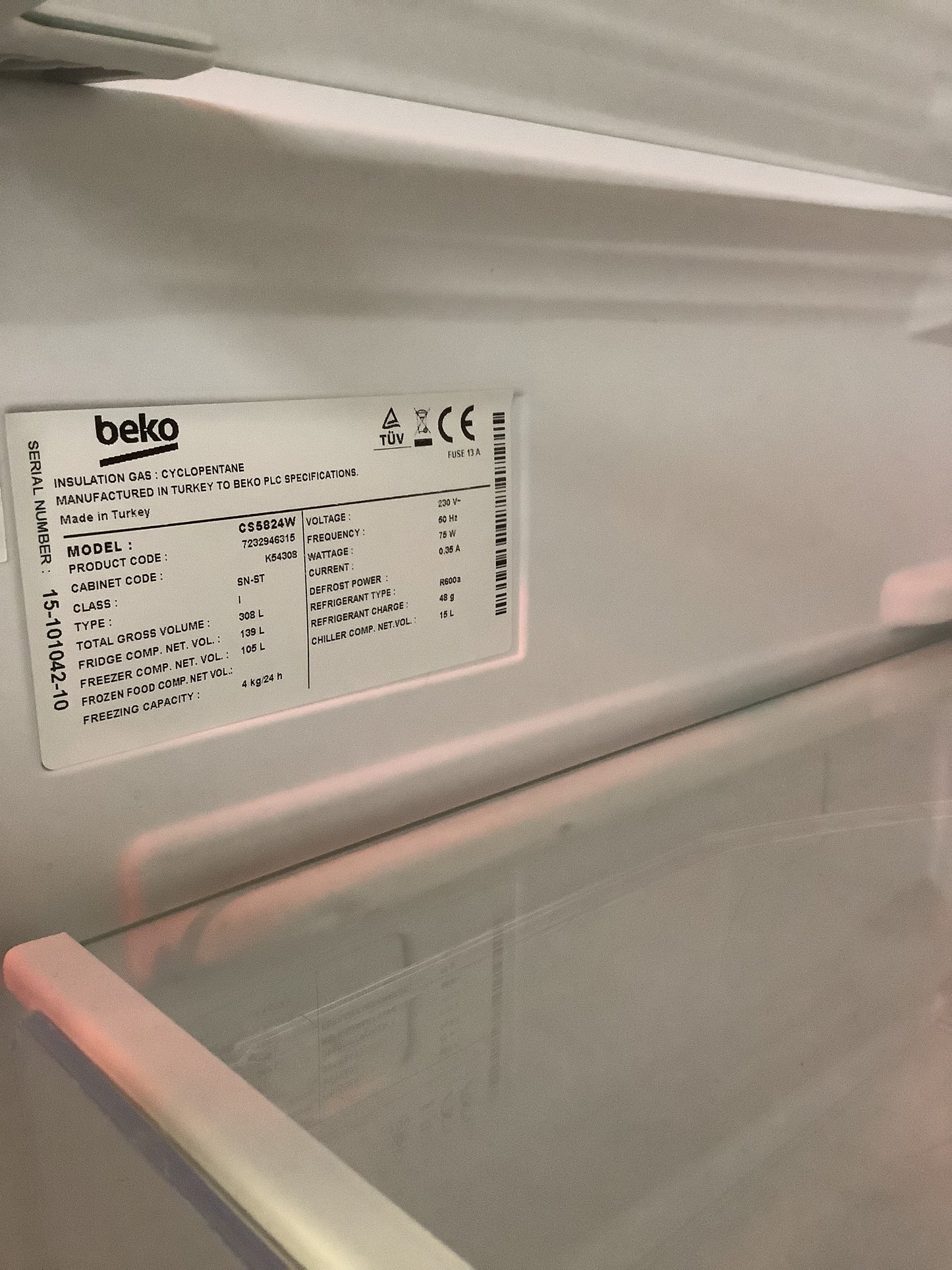 Beko Fridge Freezer CS5824W L47757