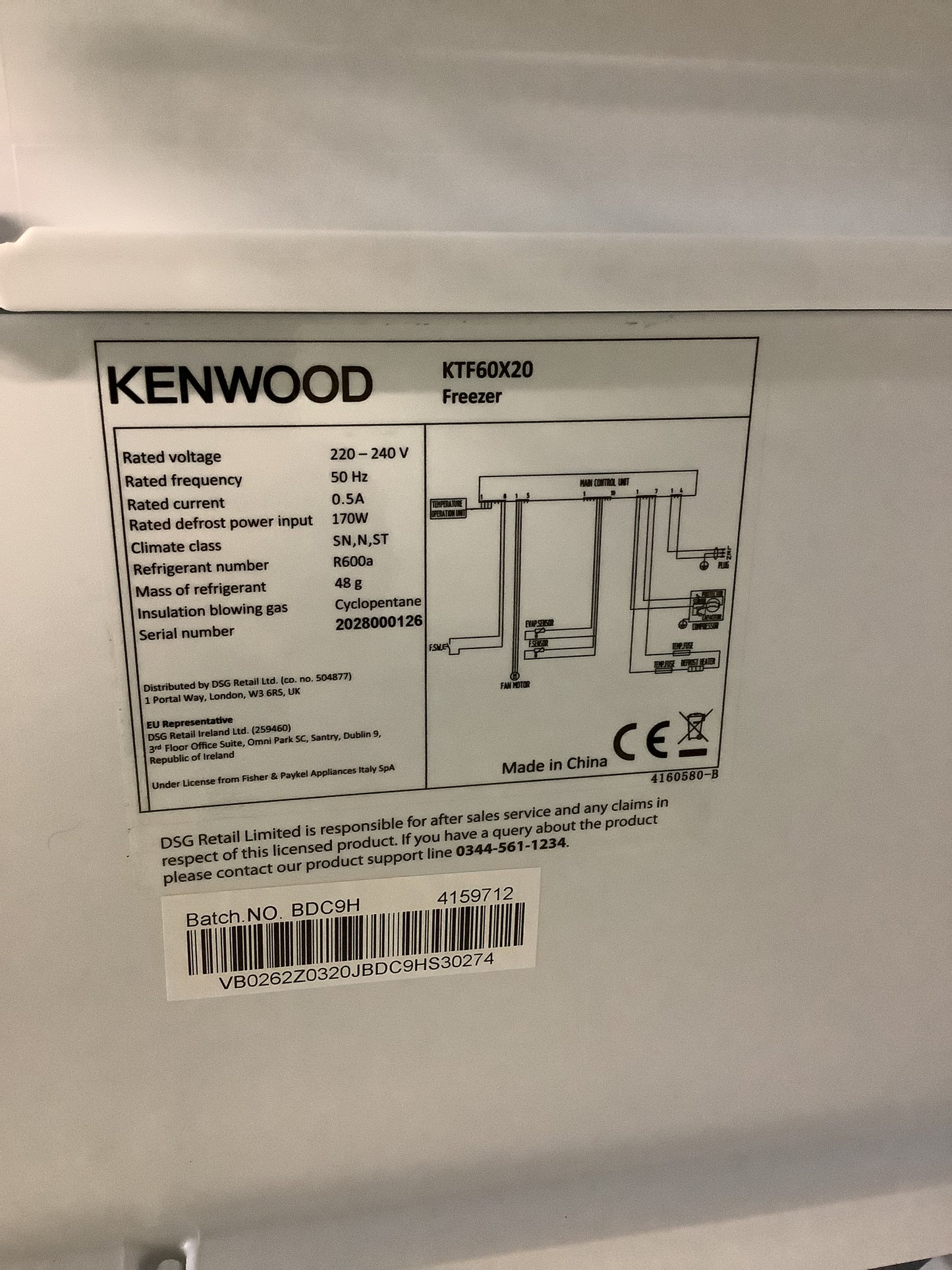 Kenwood Freestanding Freezer KTF60X20 L49096