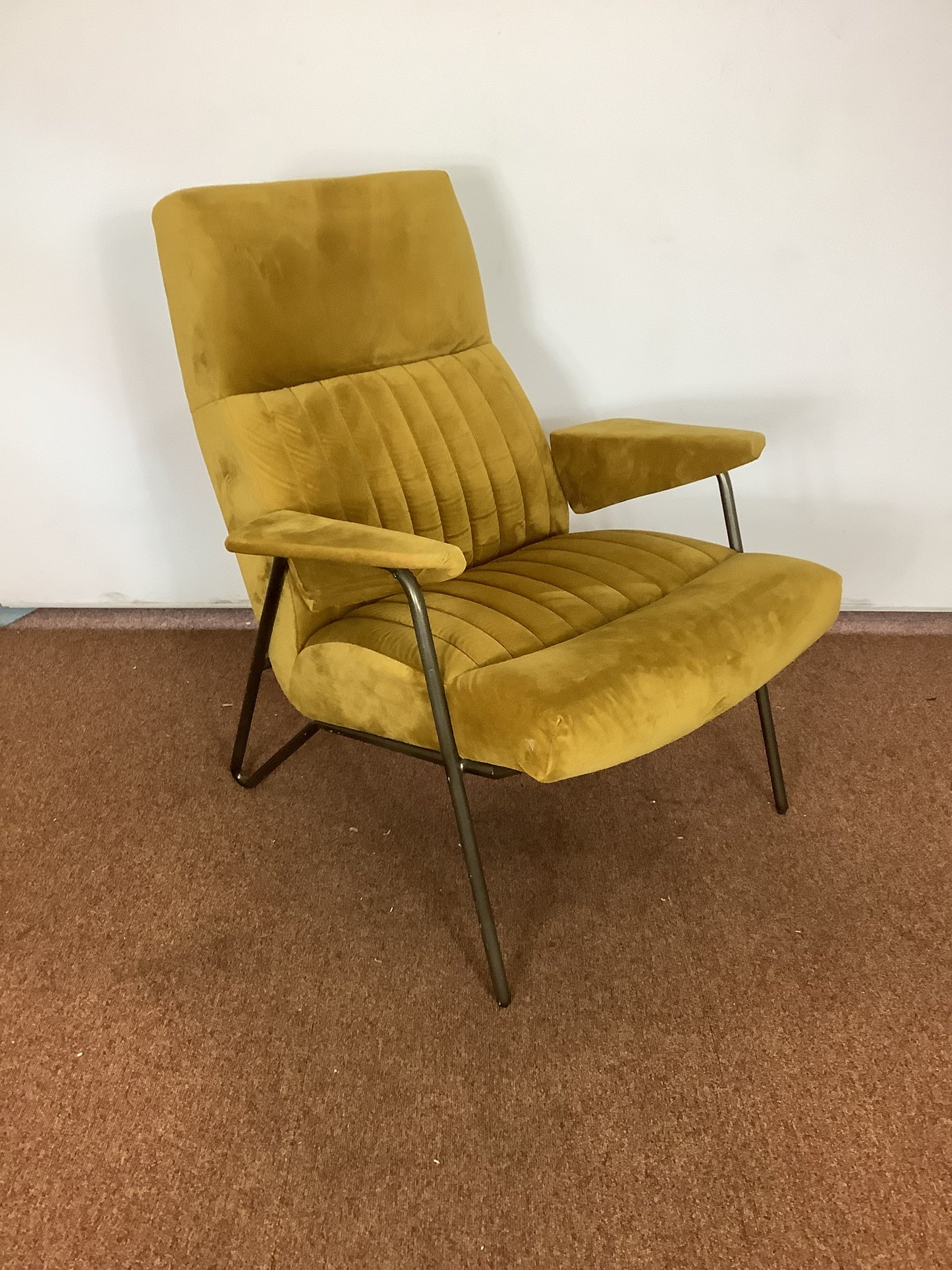 ARTSOME Coach House Collection Mustard Velvet High Backed Chair F27499