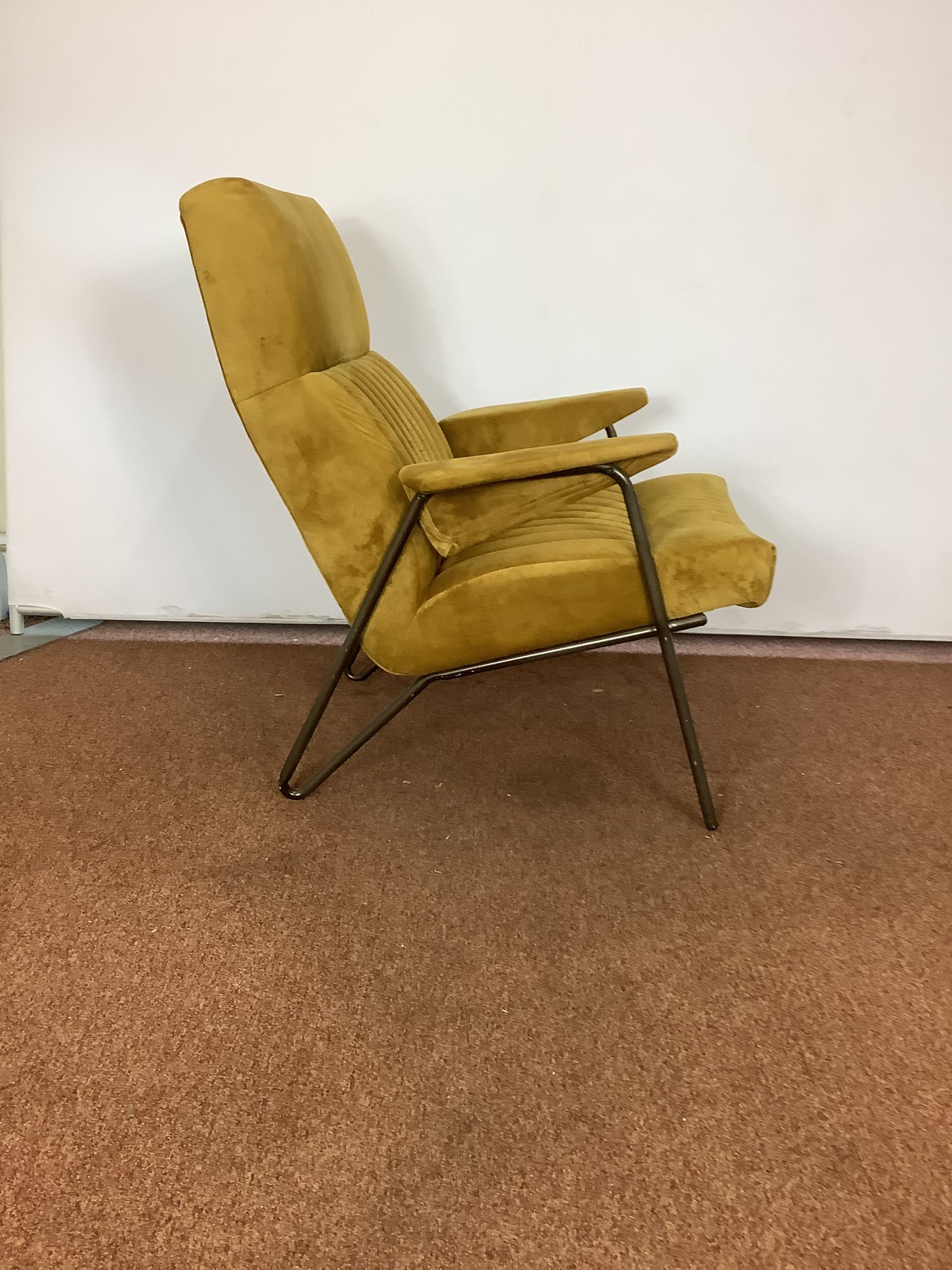 ARTSOME Coach House Collection Mustard Velvet High Backed Chair F27499