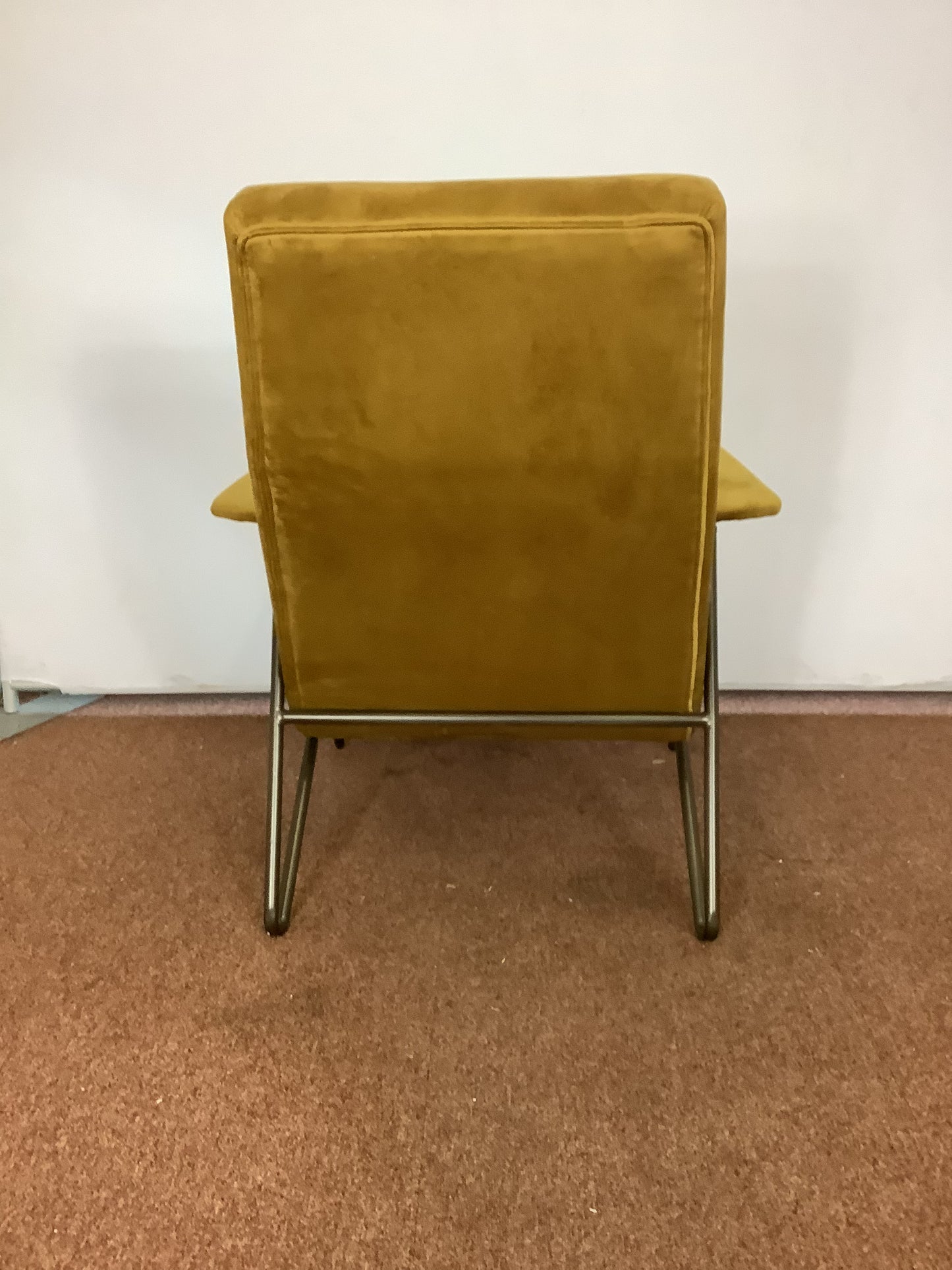 ARTSOME Coach House Collection Mustard Velvet High Backed Chair F27499