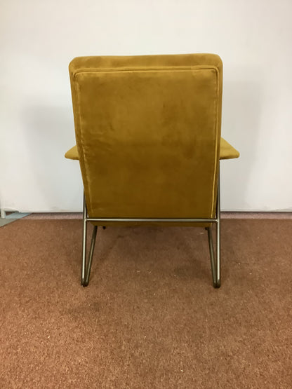 ARTSOME Coach House Collection Mustard Velvet High Backed Chair F27499