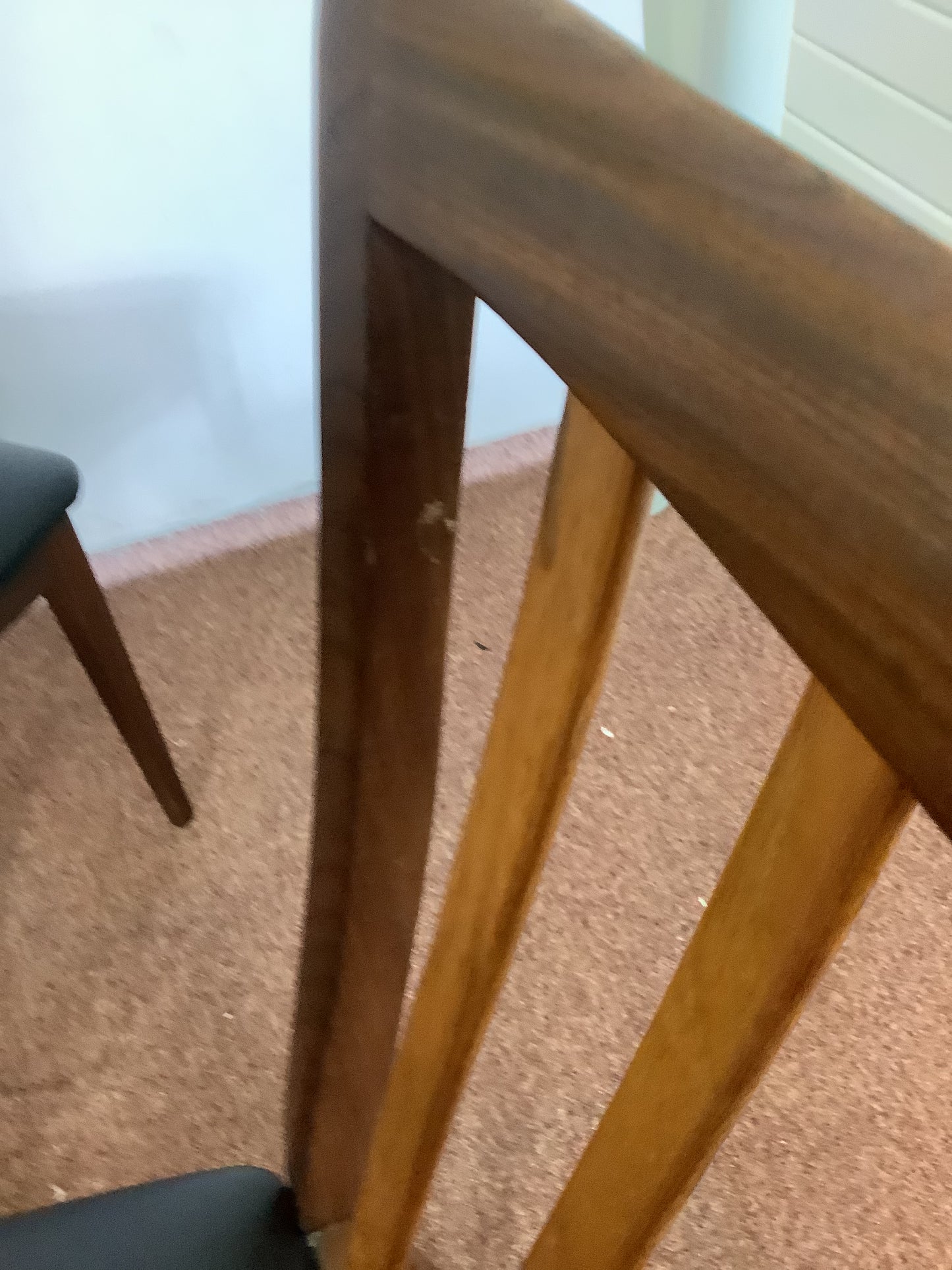 G Plan x 4 Teak / Black Faux Leather Dining Chairs F27500
