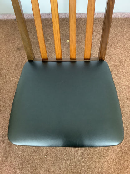 G Plan x 4 Teak / Black Faux Leather Dining Chairs F27500