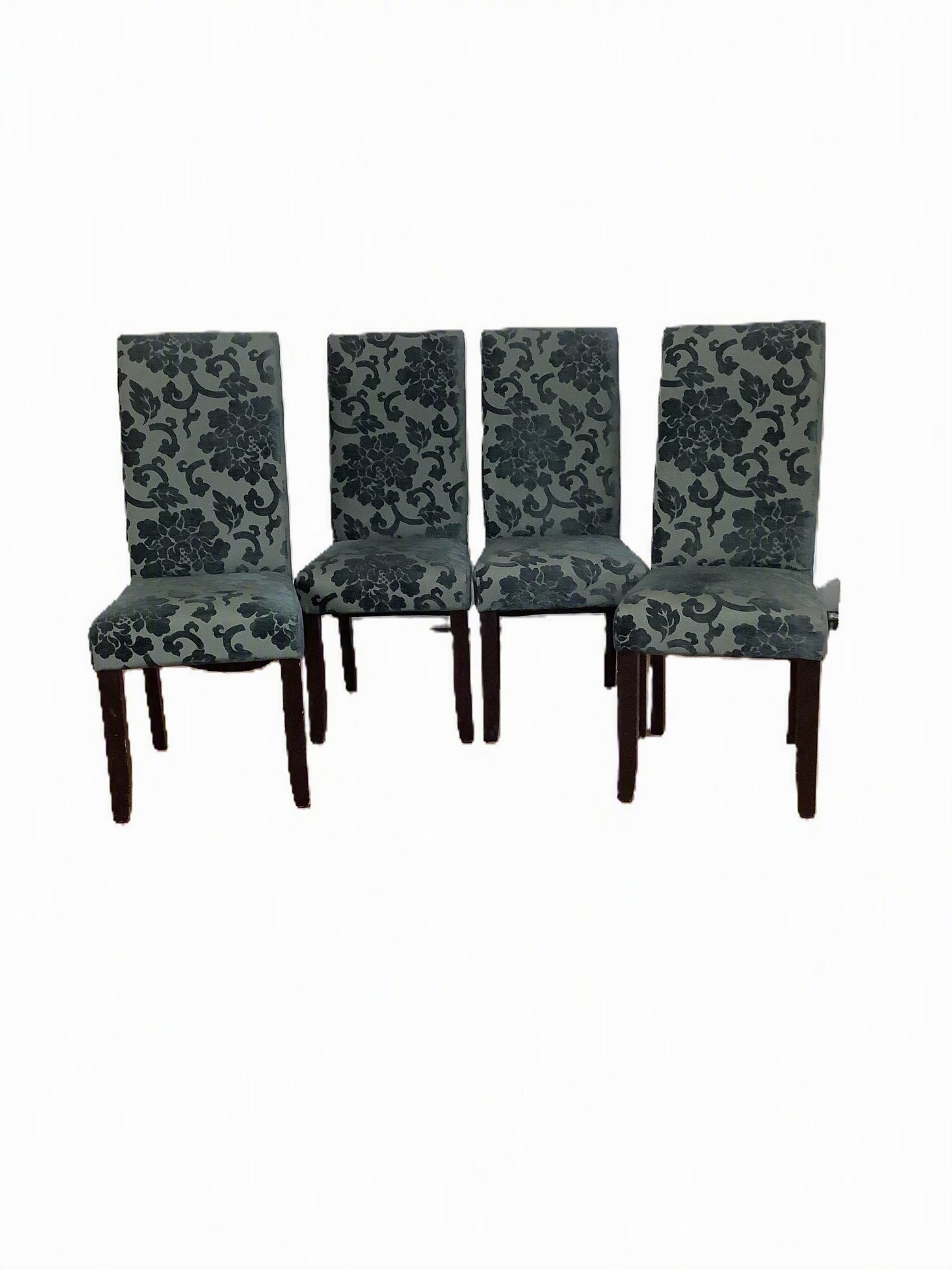 4 x Green Floral Dining Chairs F27502