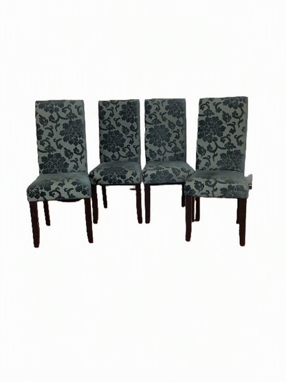 4 x Green Floral Dining Chairs F27502