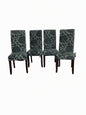 4 x Green Floral Dining Chairs F27502