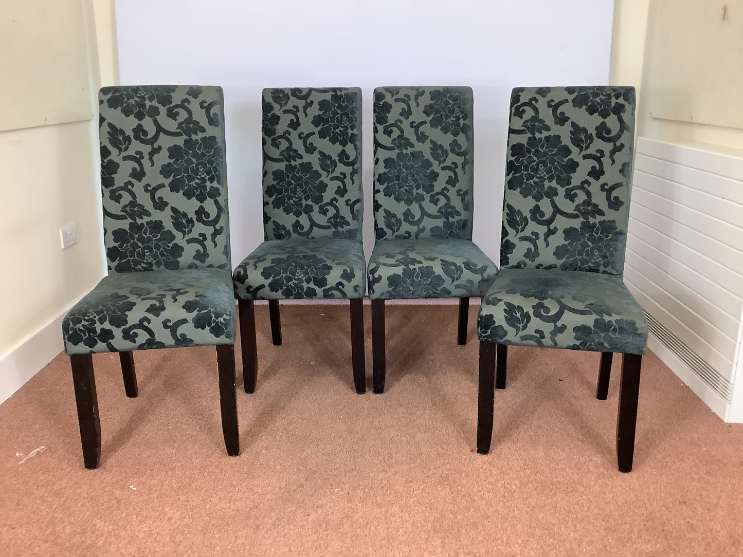 4 x Green Floral Dining Chairs F27502