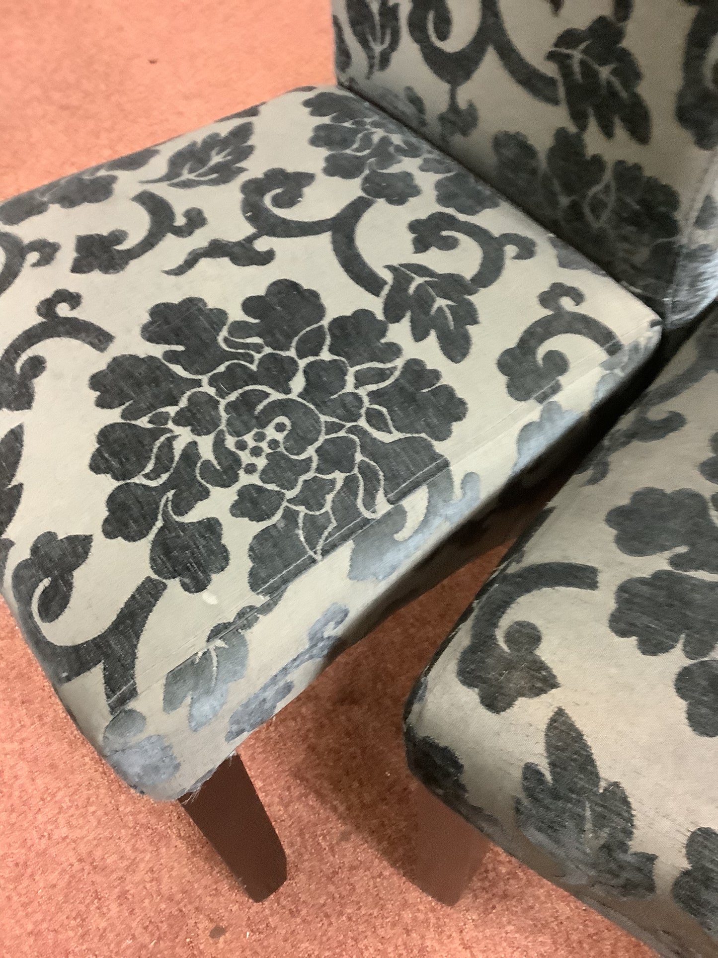 4 x Green Floral Dining Chairs F27502