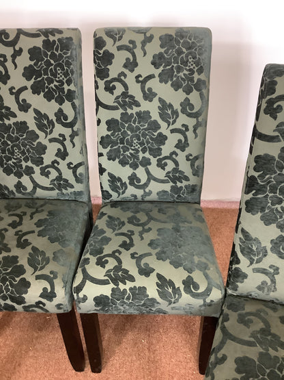 4 x Green Floral Dining Chairs F27502