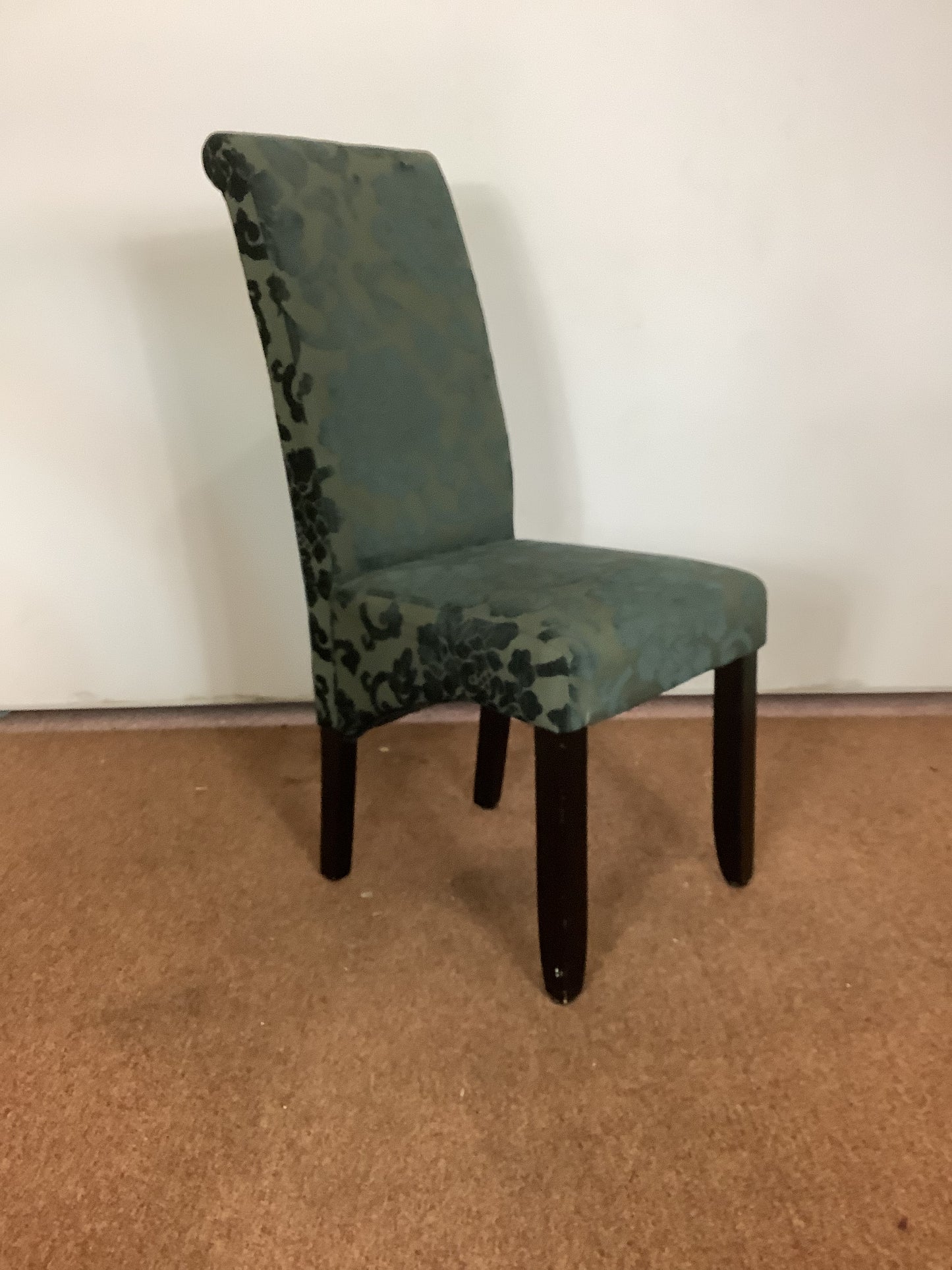 4 x Green Floral Dining Chairs F27502