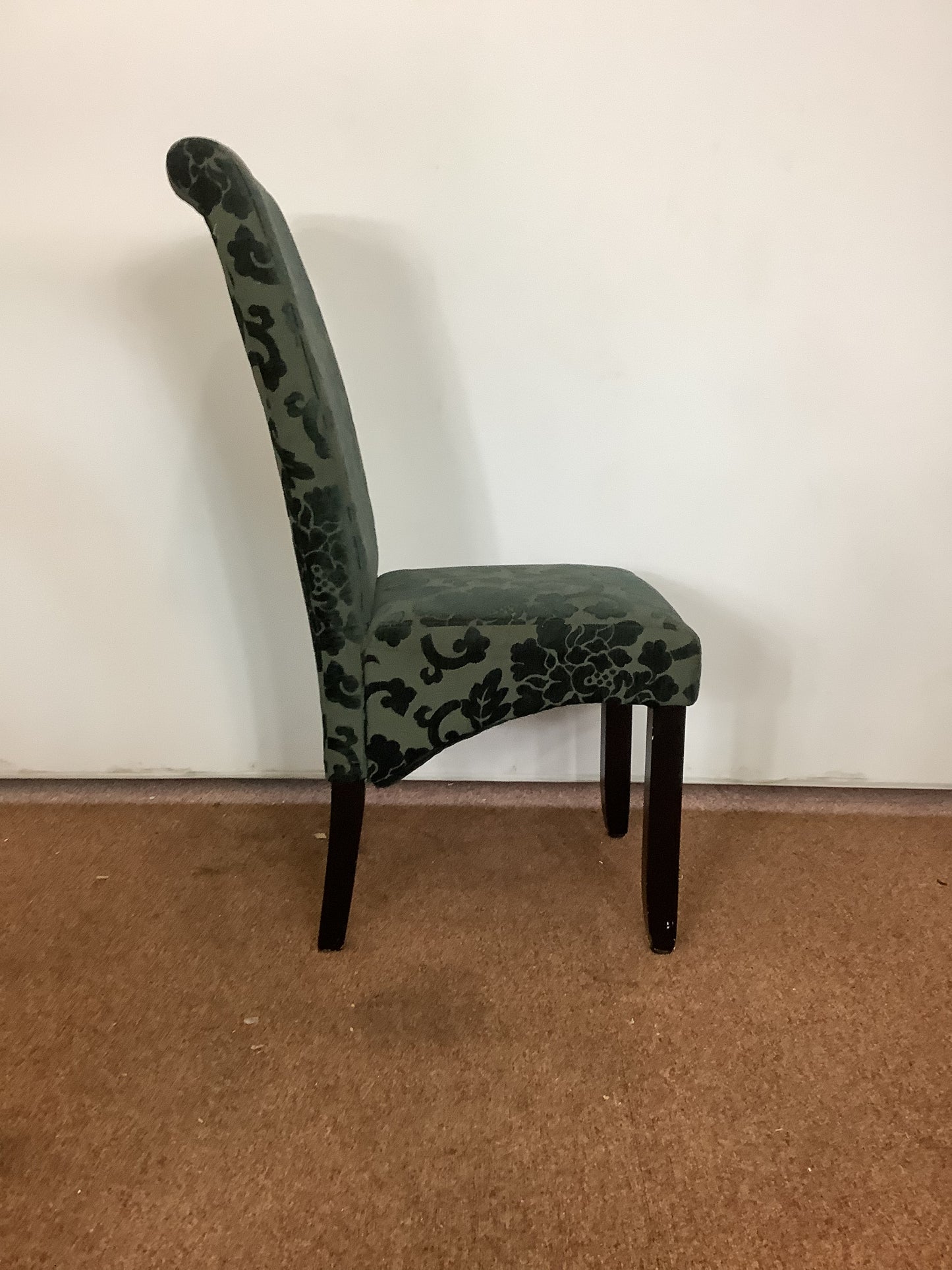 4 x Green Floral Dining Chairs F27502