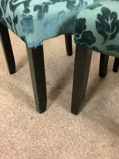 4 x Green Floral Dining Chairs F27502