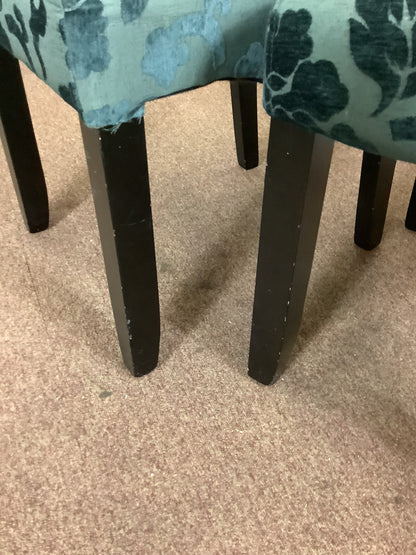 4 x Green Floral Dining Chairs F27502