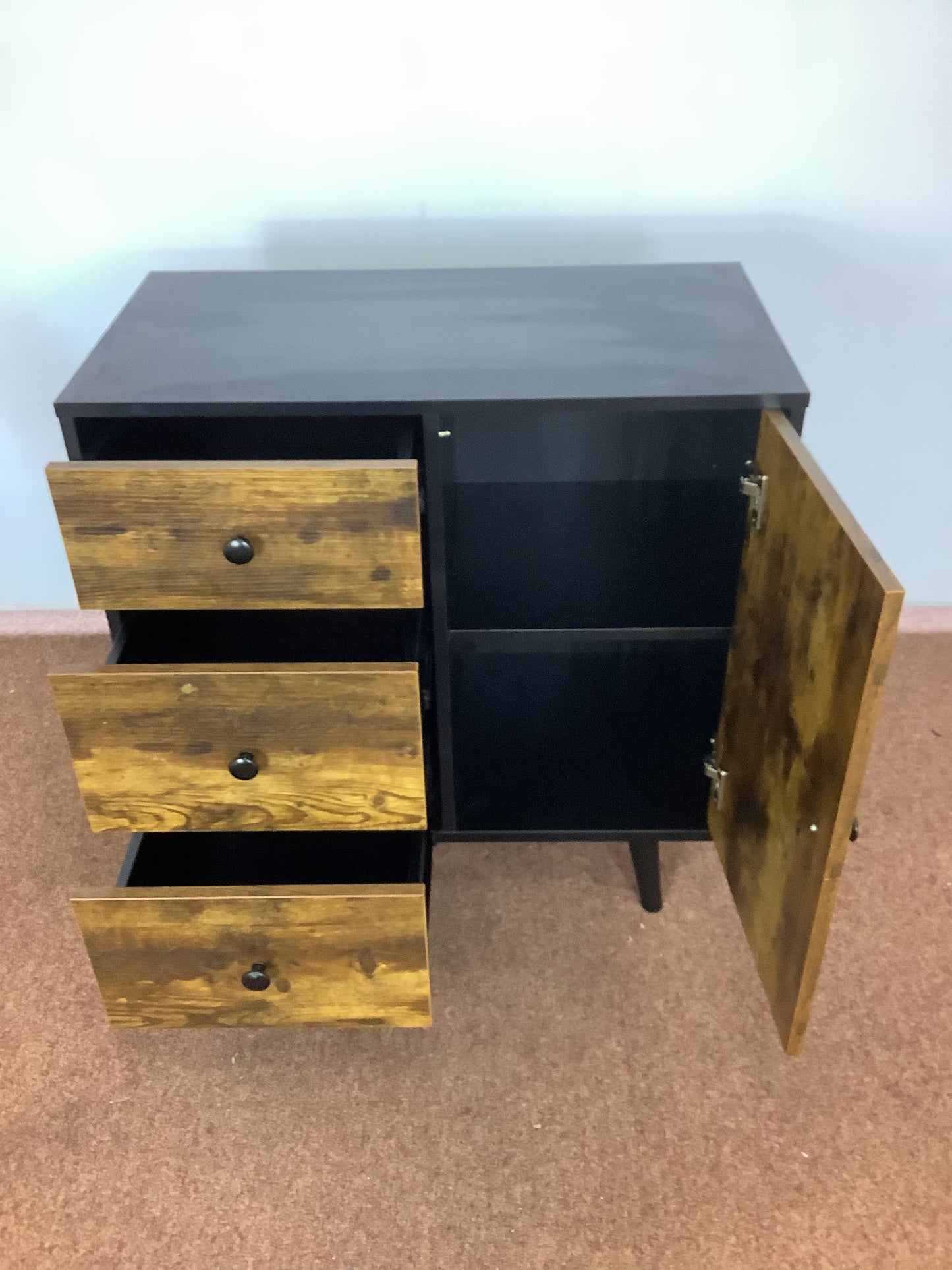Single Door / 3 Drawer Rustic Storage Cabinet F27504