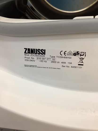 Zanussi 8kg Condenser Tumble Dryer ZDC8203WR L52536