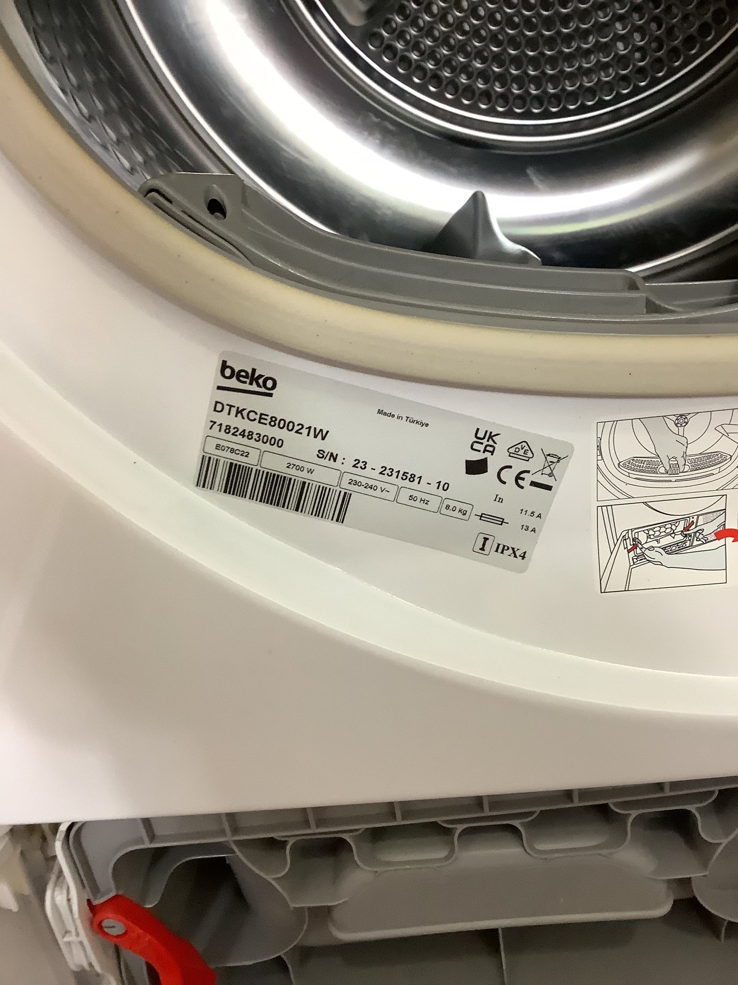 Beko 8kg Tumble Dryer DTKCE80021W L52651