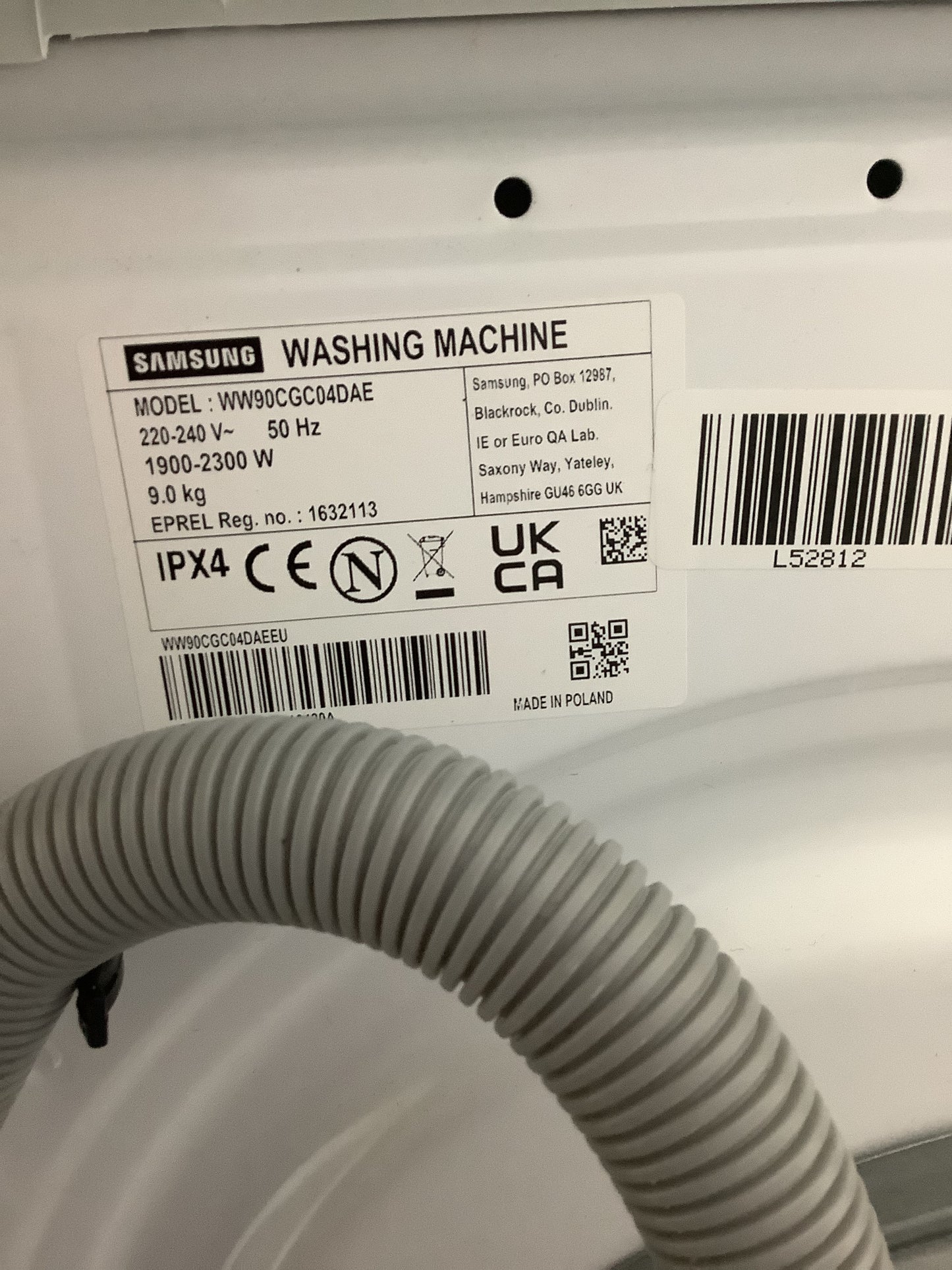 Samsung 9kg Washing Machine, Wi-Fi enabled with SmartThings WW90CGCO4DAE L52812
