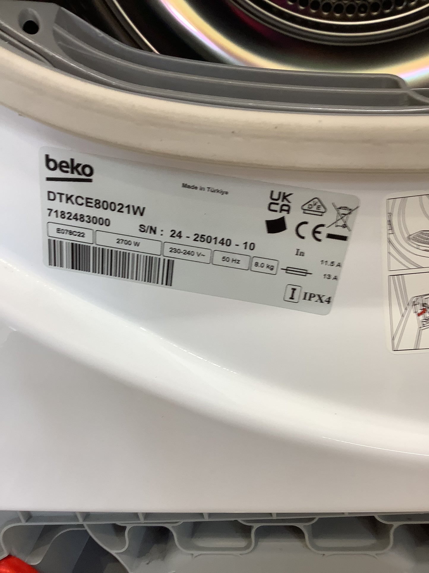 Beko 8kg Condenser Tumble Dryer DTKCE80021W L52948