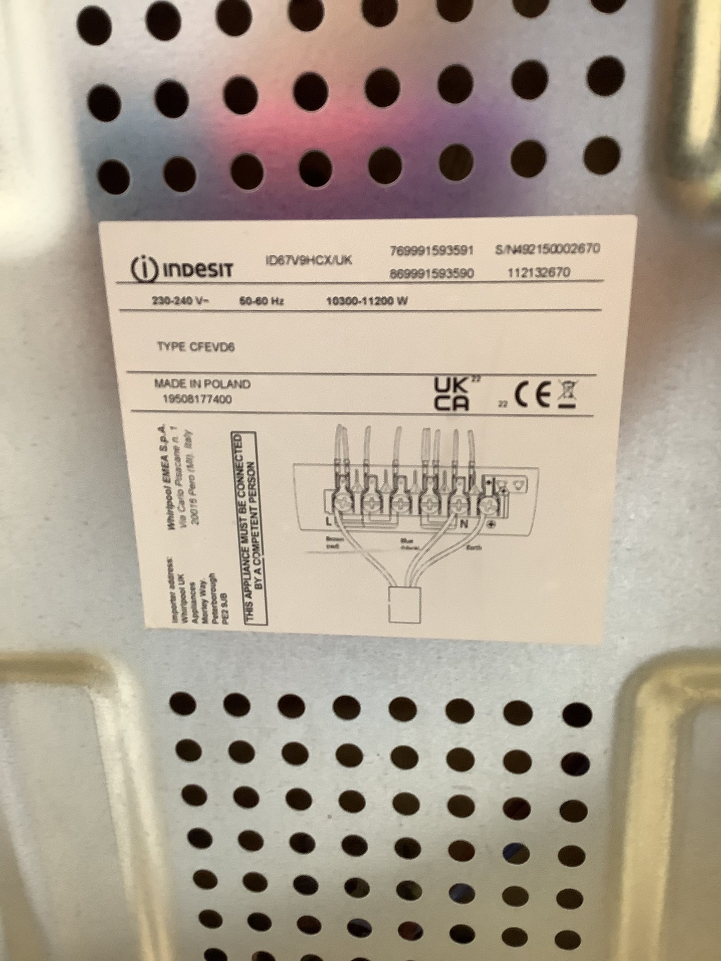 Indesit 60cm Double Oven & Grill Electric Cooker ID67V9HCX/UK L53277