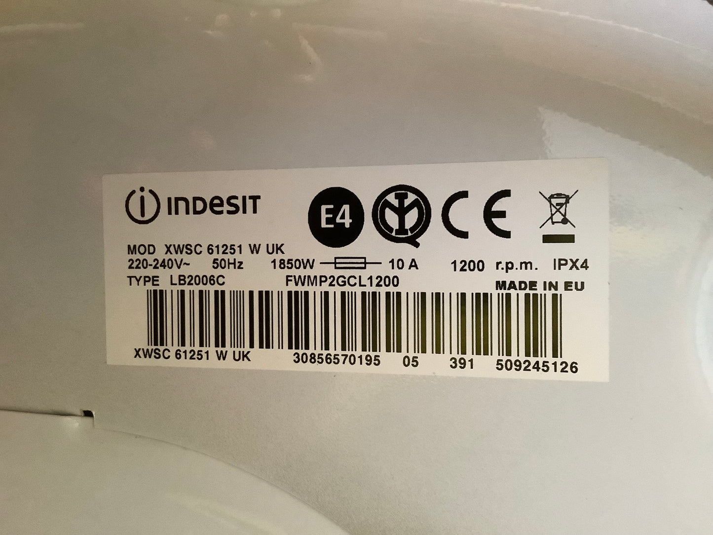 Indesit 6kg Washing Machine XWSC61251 L48543