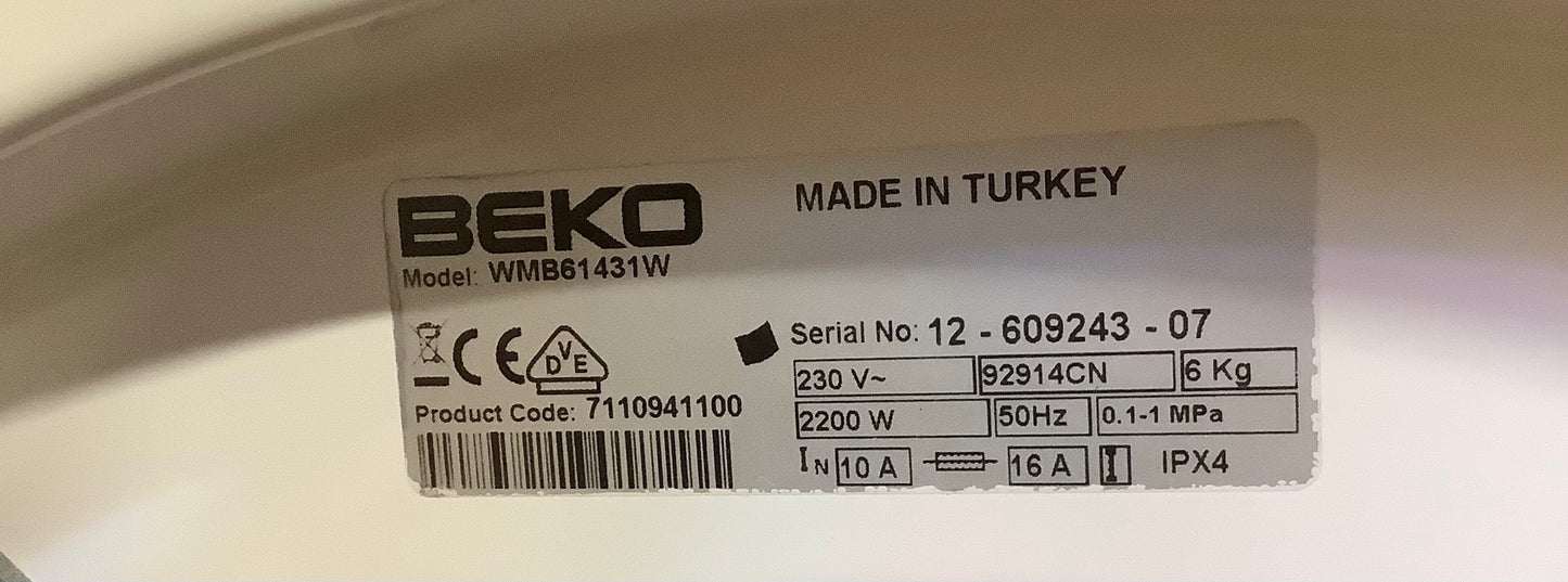Beko 6kg Washing Machine WMB61431W L48600