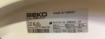 Beko 6kg Washing Machine WMB61431W L48600