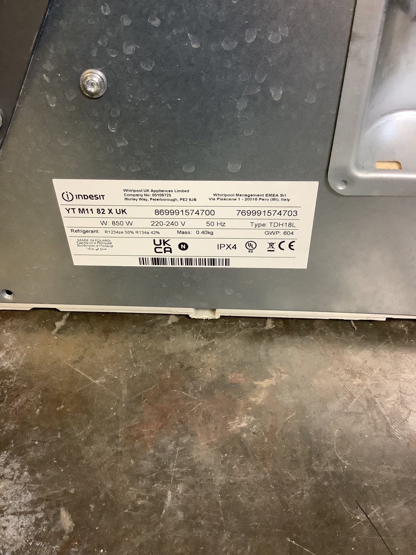 Indesit Tumble Dryer YTM1182X L46544